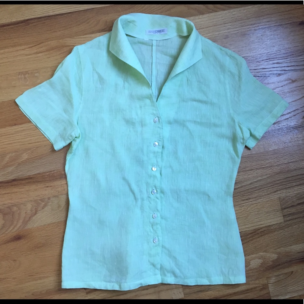 Naracamicie light green linen blouse - Picture 9 of 12
